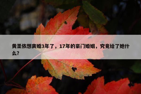 黄圣依想离婚3年了，17年的豪门婚姻，究竟给了她什么？