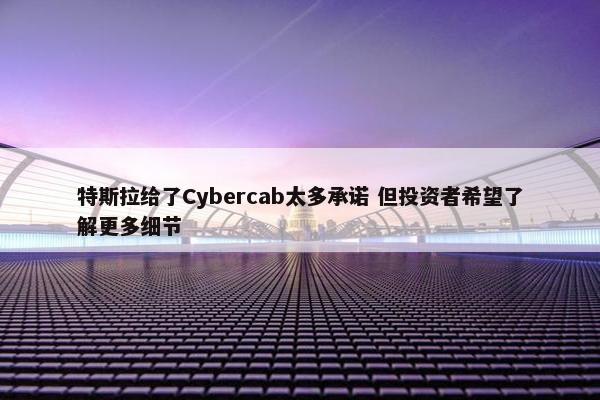 特斯拉给了Cybercab太多承诺 但投资者希望了解更多细节