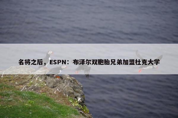 名将之后，ESPN：布泽尔双胞胎兄弟加盟杜克大学