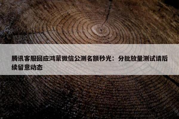 腾讯客服回应鸿蒙微信公测名额秒光：分批放量测试请后续留意动态