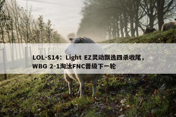 LOL-S14：Light EZ灵动飘逸四杀收尾，WBG 2-1淘汰FNC晋级下一轮