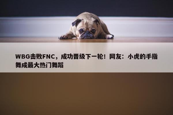 WBG击败FNC，成功晋级下一轮！网友：小虎的手指舞成最大热门舞蹈