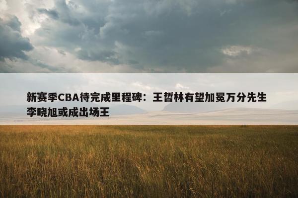 新赛季CBA待完成里程碑：王哲林有望加冕万分先生 李晓旭或成出场王