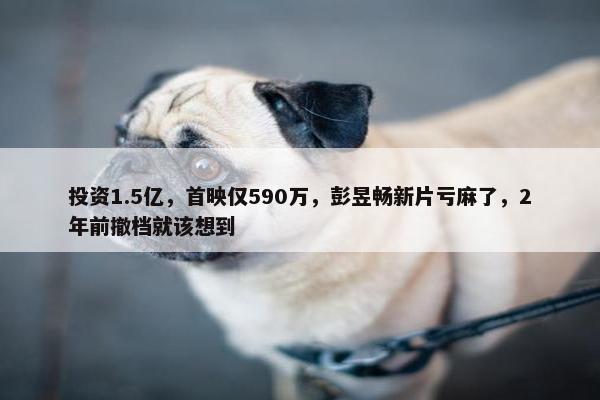 投资1.5亿，首映仅590万，彭昱畅新片亏麻了，2年前撤档就该想到