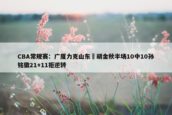 CBA常规赛：广厦力克山东 胡金秋半场10中10孙铭徽21+11拒逆转