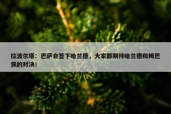 拉波尔塔：巴萨会签下哈兰德，大家都期待哈兰德和姆巴佩的对决！