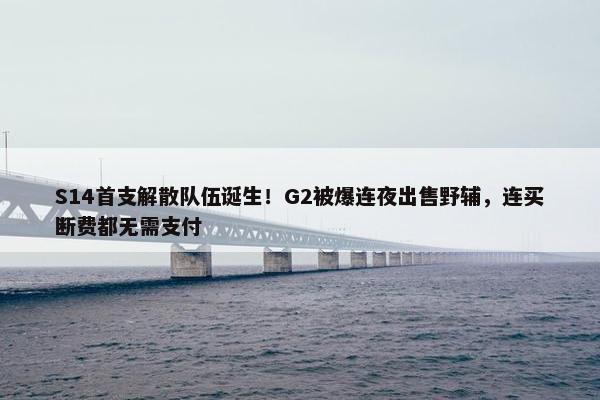 S14首支解散队伍诞生！G2被爆连夜出售野辅，连买断费都无需支付