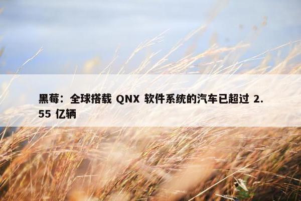 黑莓：全球搭载 QNX 软件系统的汽车已超过 2.55 亿辆