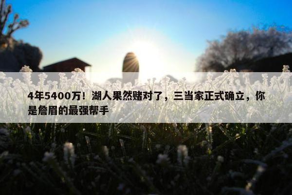 4年5400万！湖人果然赌对了，三当家正式确立，你是詹眉的最强帮手