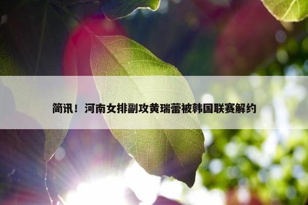 简讯！河南女排副攻黄瑞蕾被韩国联赛解约