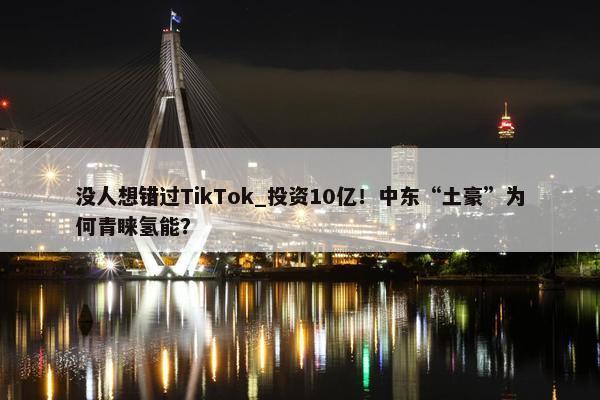 没人想错过TikTok_投资10亿！中东“土豪”为何青睐氢能？