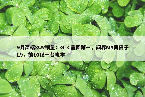 9月高端SUV销量：GLC重回第一，问界M9两倍于L9，前10仅一台电车