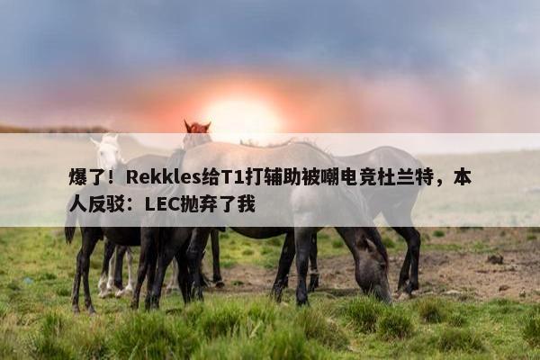 爆了！Rekkles给T1打辅助被嘲电竞杜兰特，本人反驳：LEC抛弃了我