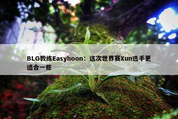 BLG教练Easyhoon：这次世界赛Xun选手更适合一些