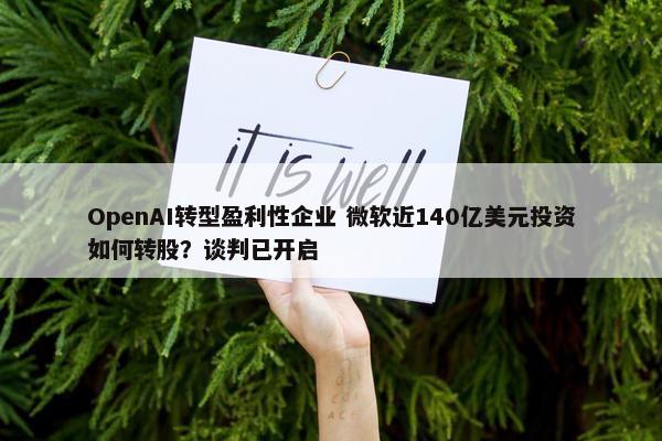 OpenAI转型盈利性企业 微软近140亿美元投资如何转股？谈判已开启