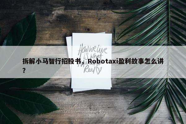 拆解小马智行招股书，Robotaxi盈利故事怎么讲？