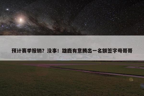 预计赛季报销？没事！雄鹿有意腾出一名额签字母哥哥