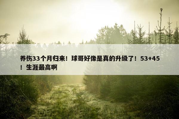 养伤33个月归来！球哥好像是真的升级了！53+45！生涯最高啊