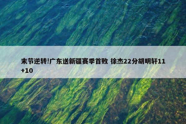 末节逆转!广东送新疆赛季首败 徐杰22分胡明轩11+10