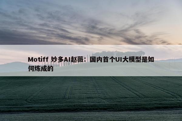 Motiff 妙多AI赵薇：国内首个UI大模型是如何炼成的