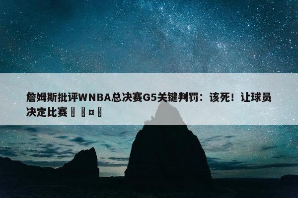 詹姆斯批评WNBA总决赛G5关键判罚：该死！让球员决定比赛🤬