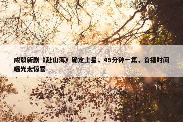 成毅新剧《赴山海》确定上星，45分钟一集，首播时间曝光太惊喜