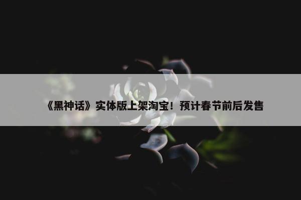 《黑神话》实体版上架淘宝！预计春节前后发售