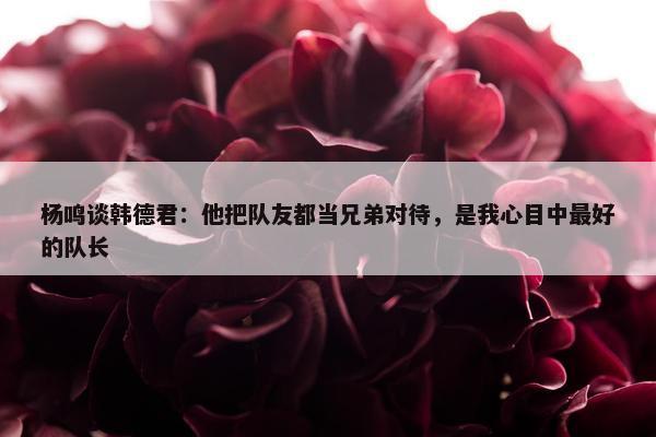 杨鸣谈韩德君：他把队友都当兄弟对待，是我心目中最好的队长