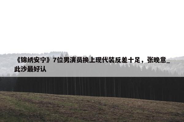 《锦绣安宁》7位男演员换上现代装反差十足，张晚意_此沙最好认