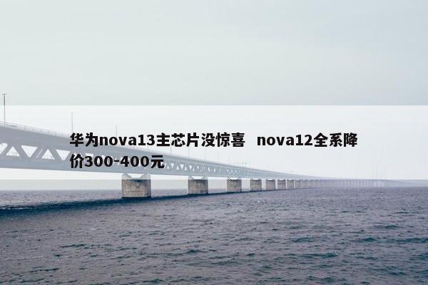 华为nova13主芯片没惊喜  nova12全系降价300-400元