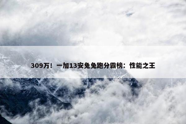 309万！一加13安兔兔跑分霸榜：性能之王