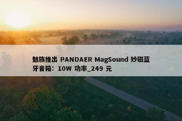 魅族推出 PANDAER MagSound 妙磁蓝牙音箱：10W 功率_249 元