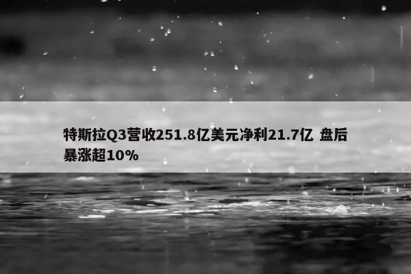 特斯拉Q3营收251.8亿美元净利21.7亿 盘后暴涨超10%