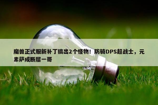 魔兽正式服新补丁搞出2个怪物！防骑DPS超战士，元素萨成断层一哥