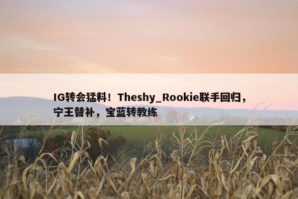 IG转会猛料！Theshy_Rookie联手回归，宁王替补，宝蓝转教练