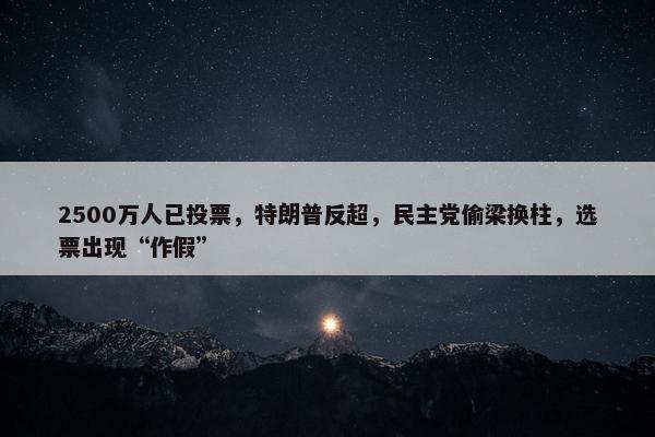 2500万人已投票，特朗普反超，民主党偷梁换柱，选票出现“作假”