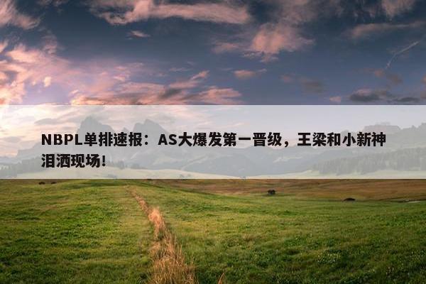 NBPL单排速报：AS大爆发第一晋级，王梁和小新神泪洒现场！