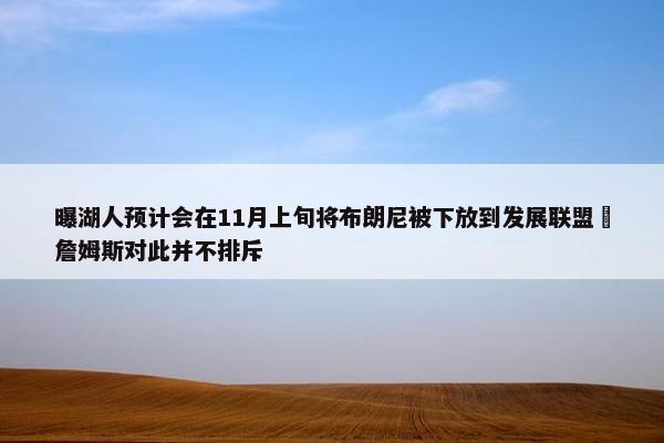 曝湖人预计会在11月上旬将布朗尼被下放到发展联盟 詹姆斯对此并不排斥