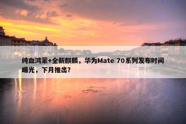 纯血鸿蒙+全新麒麟，华为Mate 70系列发布时间曝光，下月推出？