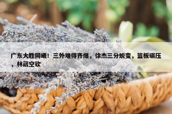 广东大胜同曦！三外难得齐爆，徐杰三分蜕变，篮板碾压，林葳空砍