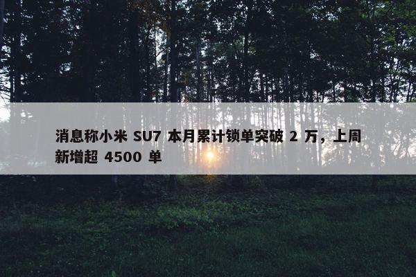 消息称小米 SU7 本月累计锁单突破 2 万，上周新增超 4500 单