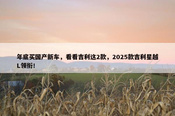 年底买国产新车，看看吉利这2款，2025款吉利星越L领衔！