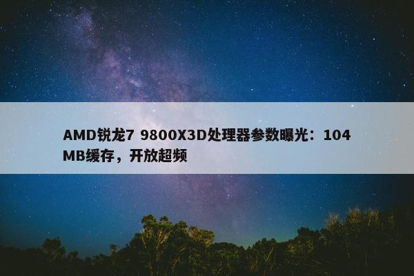 AMD锐龙7 9800X3D处理器参数曝光：104MB缓存，开放超频