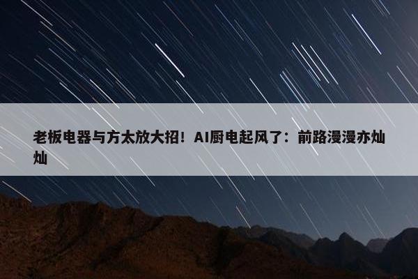 老板电器与方太放大招！AI厨电起风了：前路漫漫亦灿灿