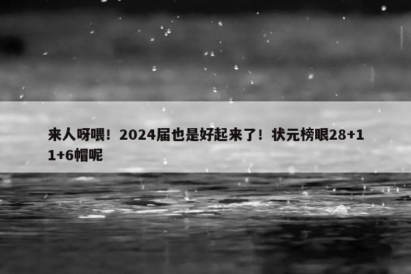 来人呀喂！2024届也是好起来了！状元榜眼28+11+6帽呢