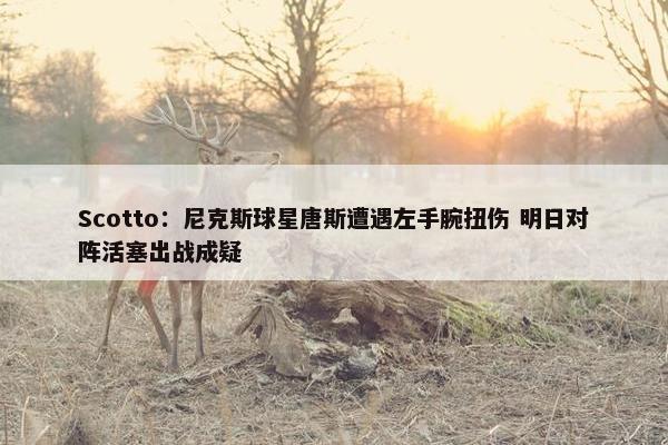 Scotto：尼克斯球星唐斯遭遇左手腕扭伤 明日对阵活塞出战成疑