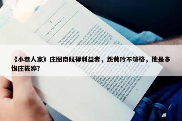 《小巷人家》庄图南既得利益者，怨黄玲不够格，他是多恨庄筱婷？