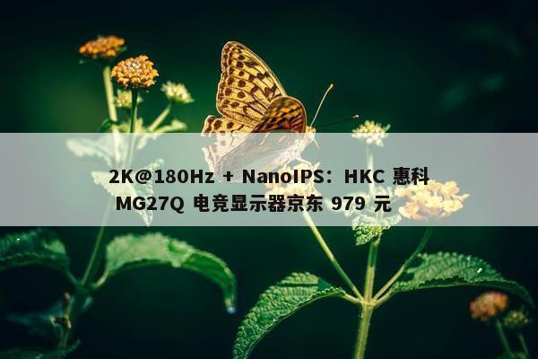 2K@180Hz + NanoIPS：HKC 惠科 MG27Q 电竞显示器京东 979 元