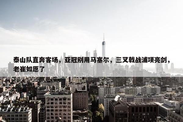 泰山队直奔客场，亚冠别用马塞尔，三叉戟战浦项亮剑，老崔如愿了