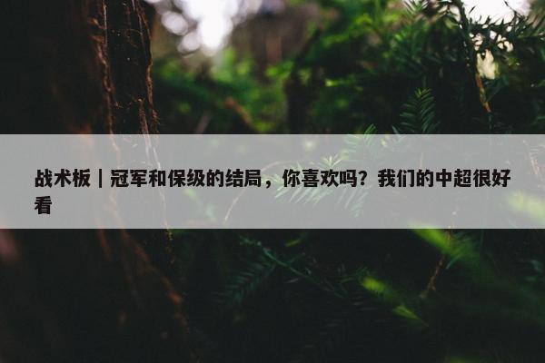 战术板｜冠军和保级的结局，你喜欢吗？我们的中超很好看